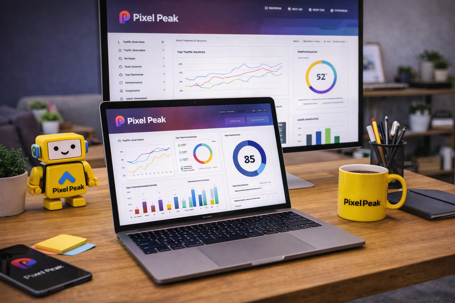 Service-business website preview shown across desktop and mobile devices