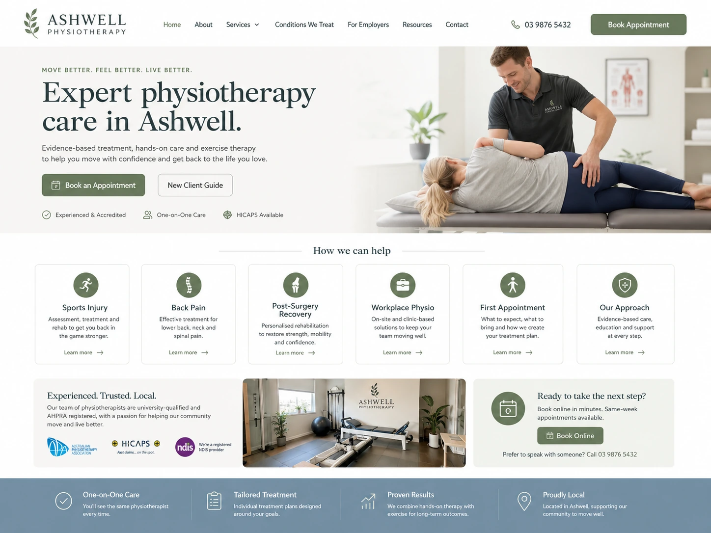 Ashwell Physiotherapy website case study screenshot