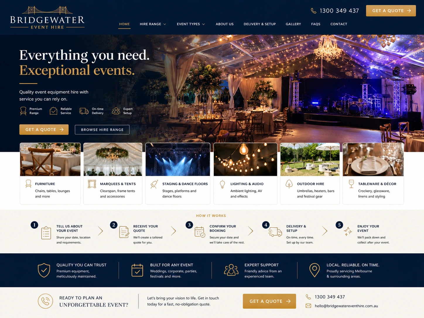 Bridgewater Event Hire website case study screenshot