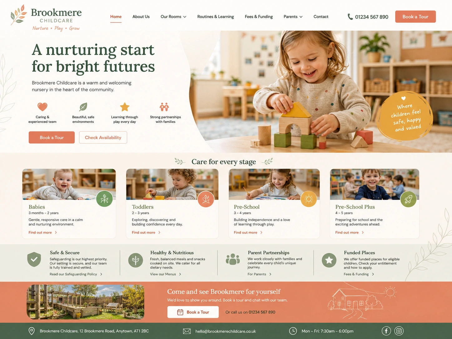 Brookmere Childcare website case study screenshot
