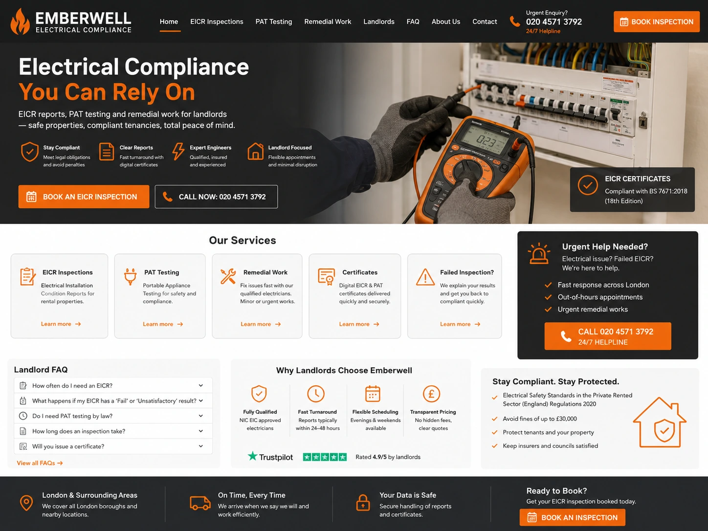 Emberwell Electrical Compliance website case study screenshot