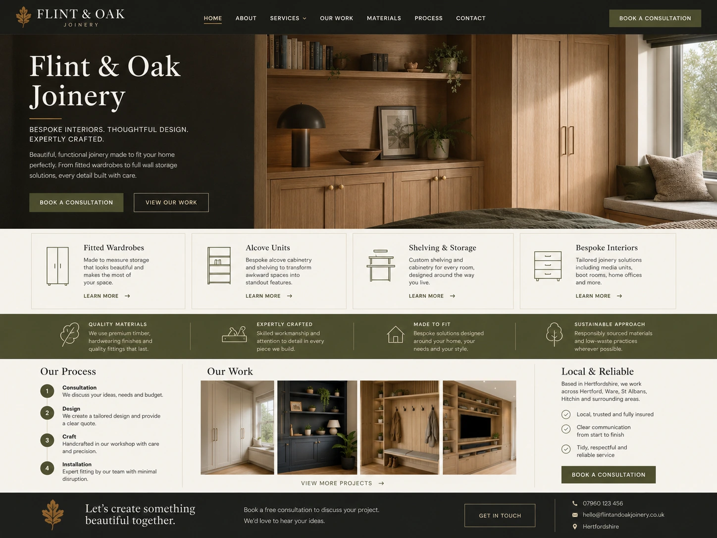 Flint & Oak Joinery website case study screenshot