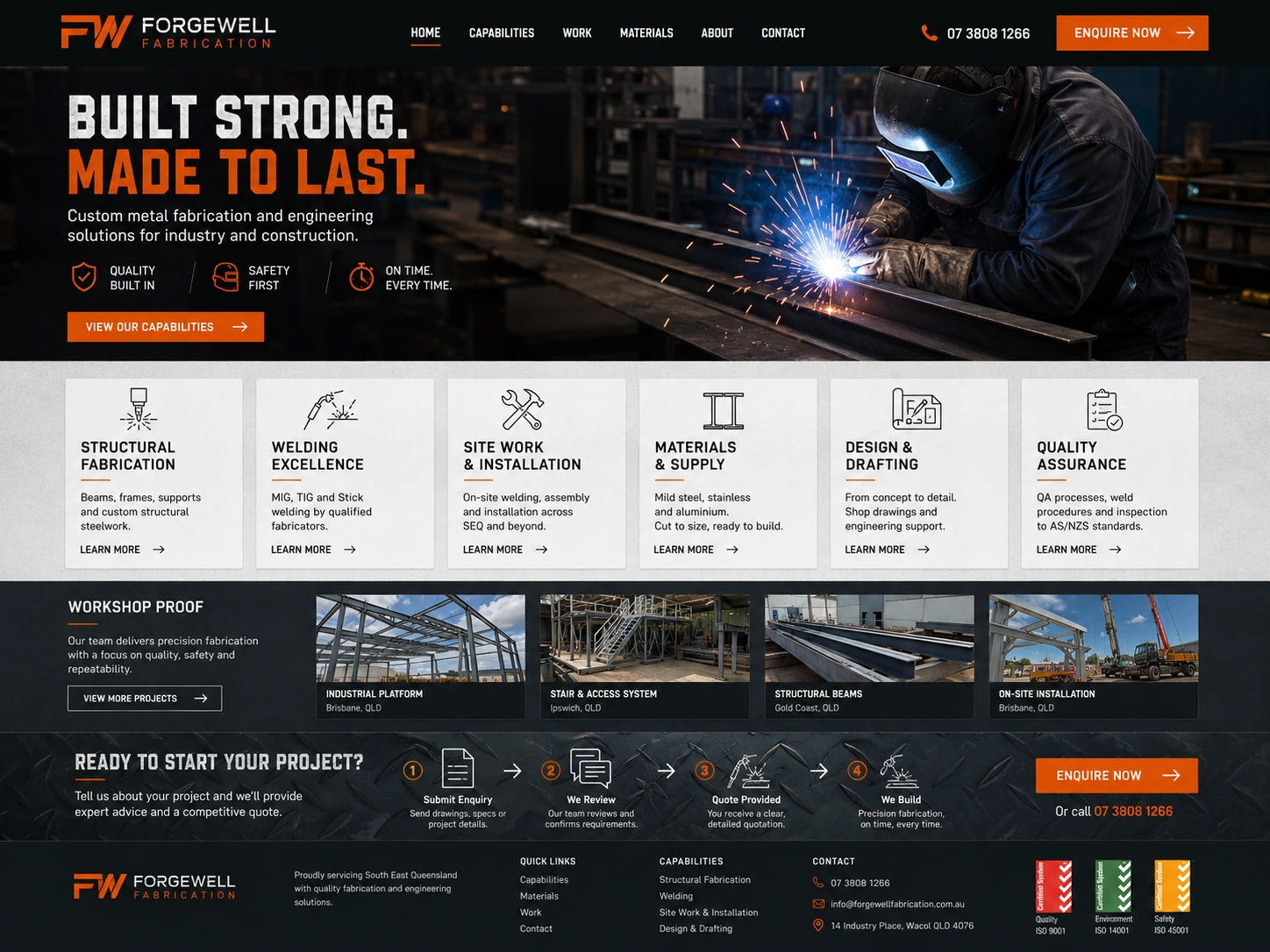 Forgewell Fabrication website case study screenshot
