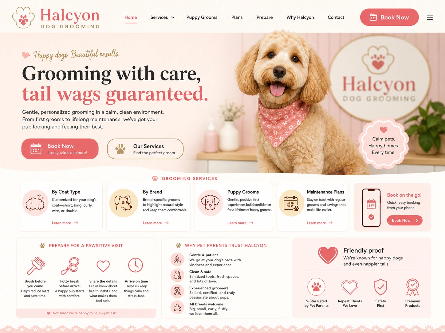 Halcyon Dog Grooming website case study screenshot