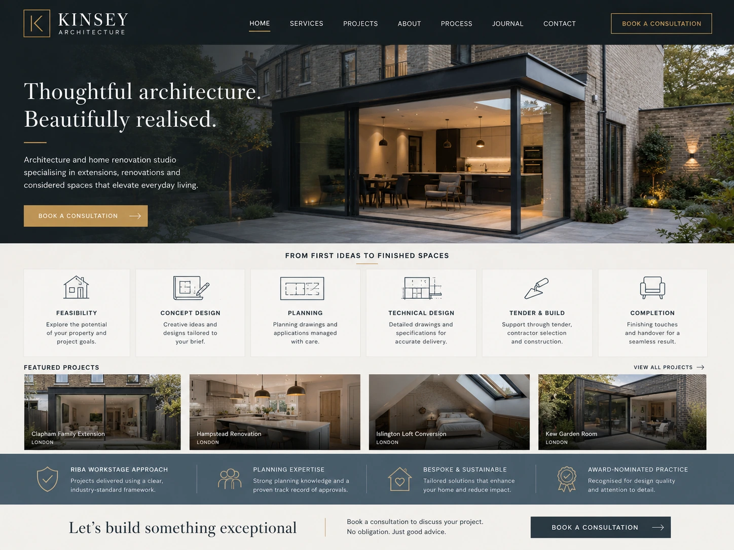 Kinsey Architecture website case study screenshot