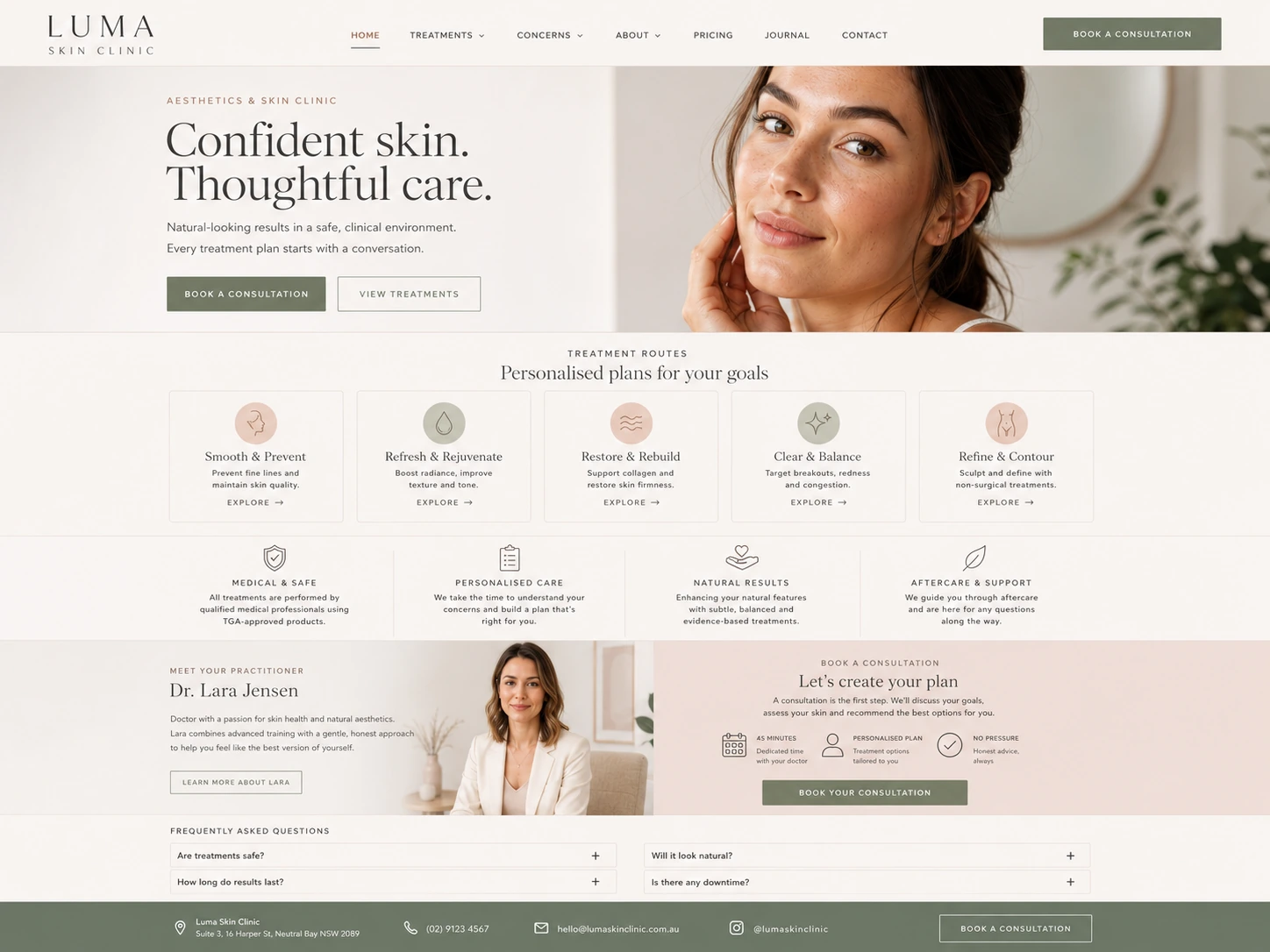 Luma Skin Clinic website case study screenshot