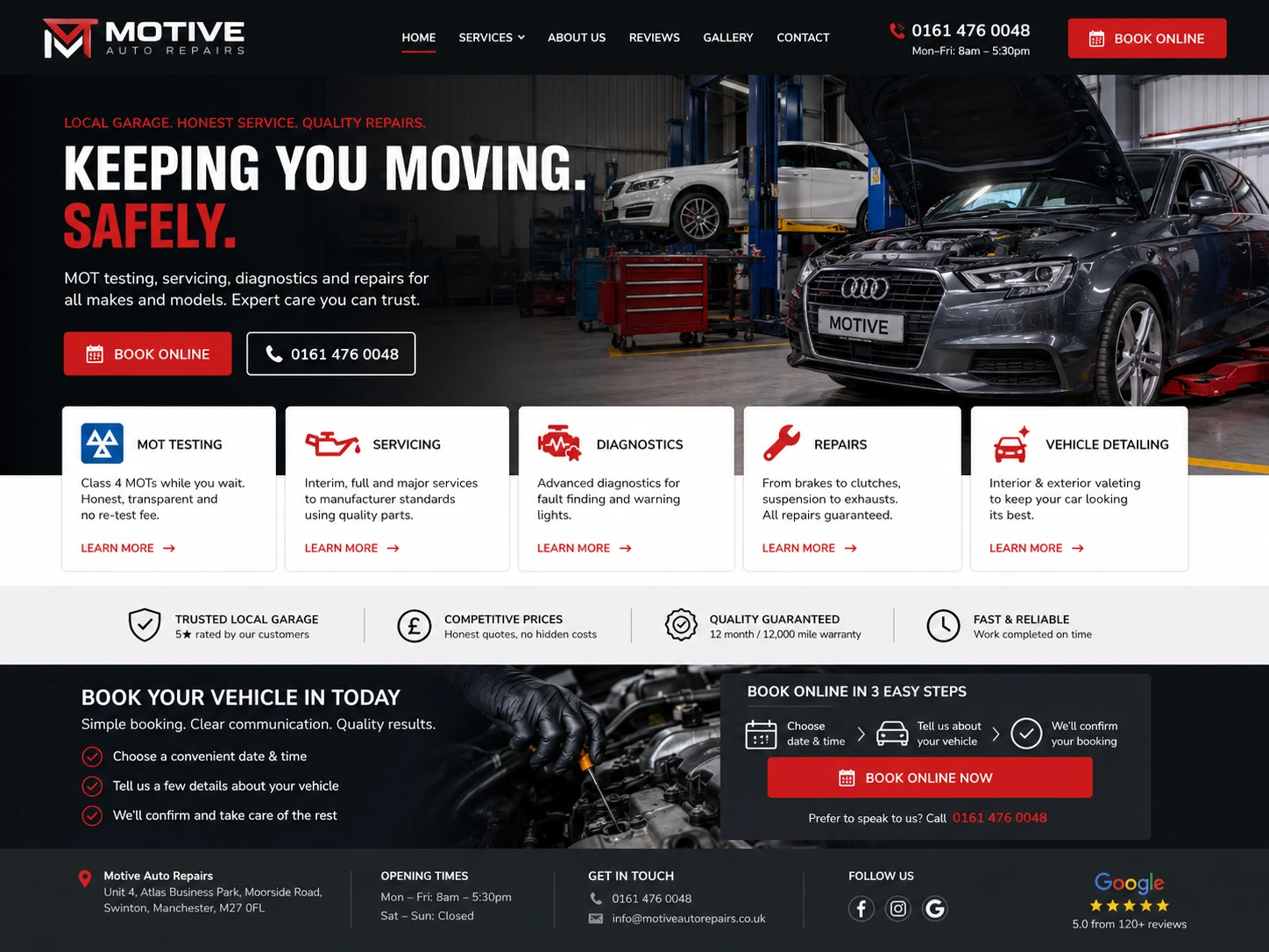 Motive Auto Repairs website case study screenshot