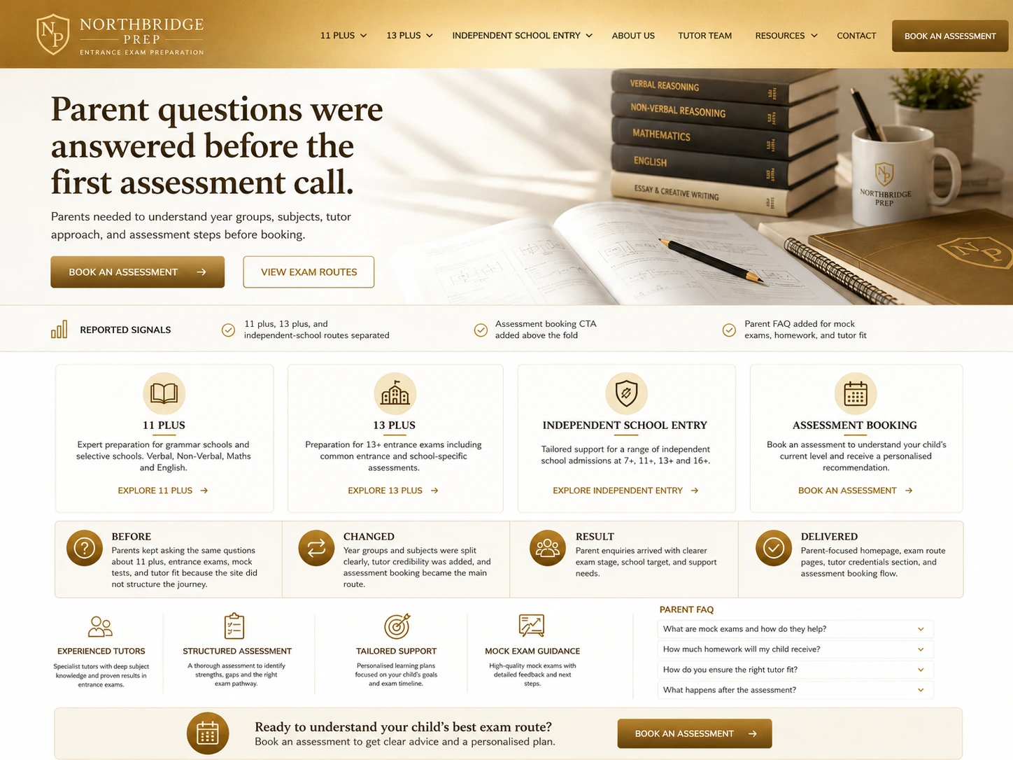 Northbridge Prep education website proof board