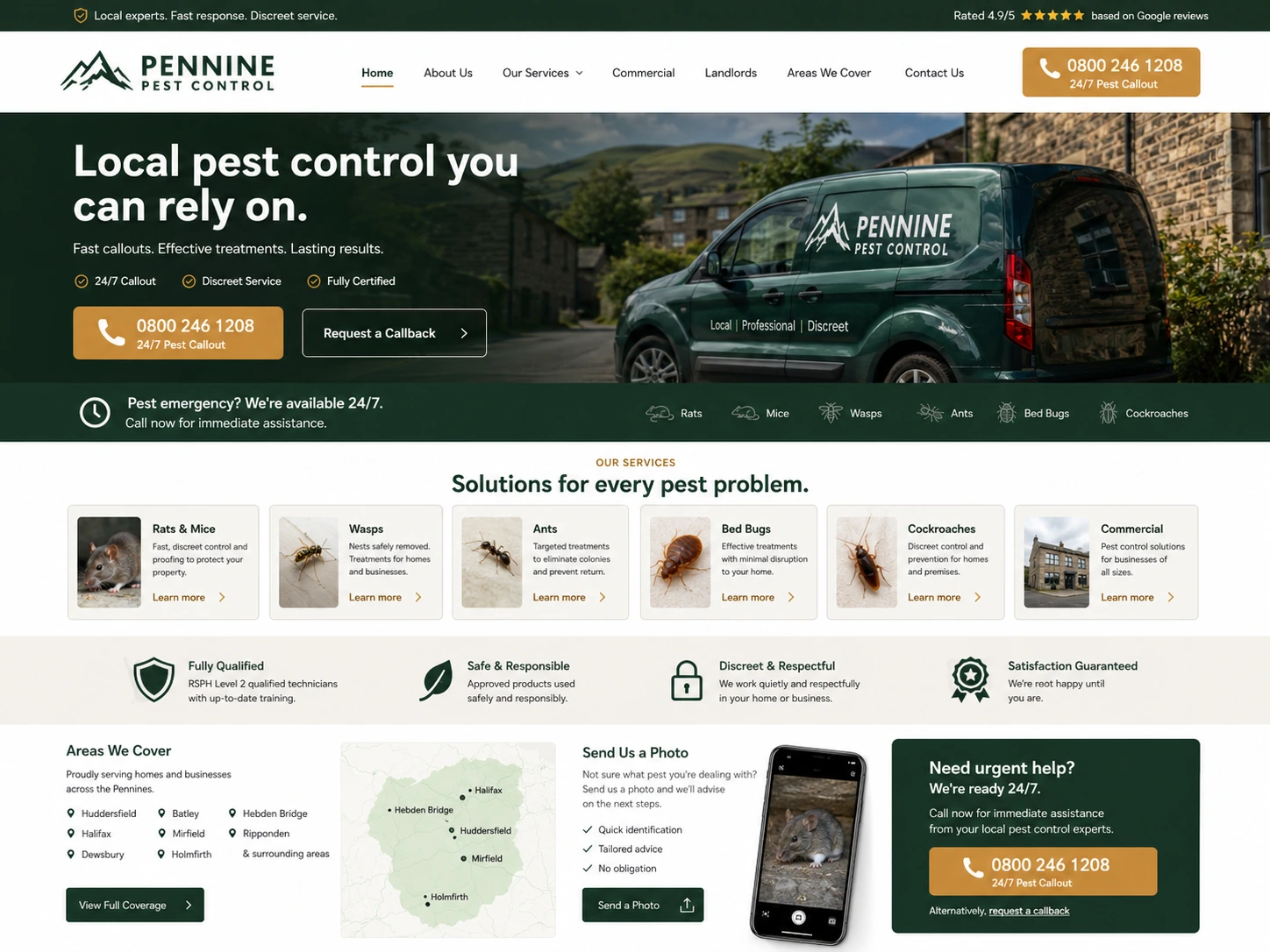 Pennine Pest Control website case study screenshot