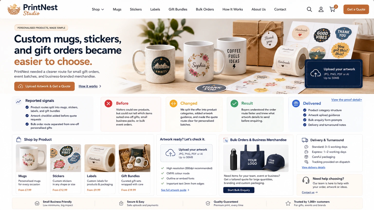 PrintNest Studio personalised products website proof board