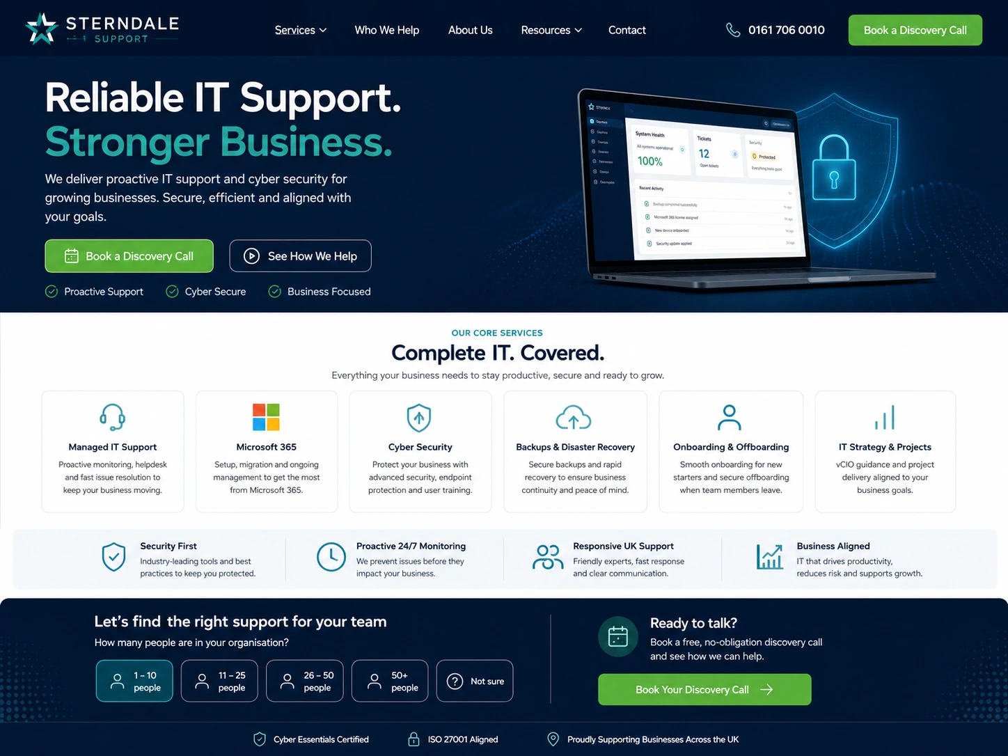 Sterndale IT Support website case study screenshot