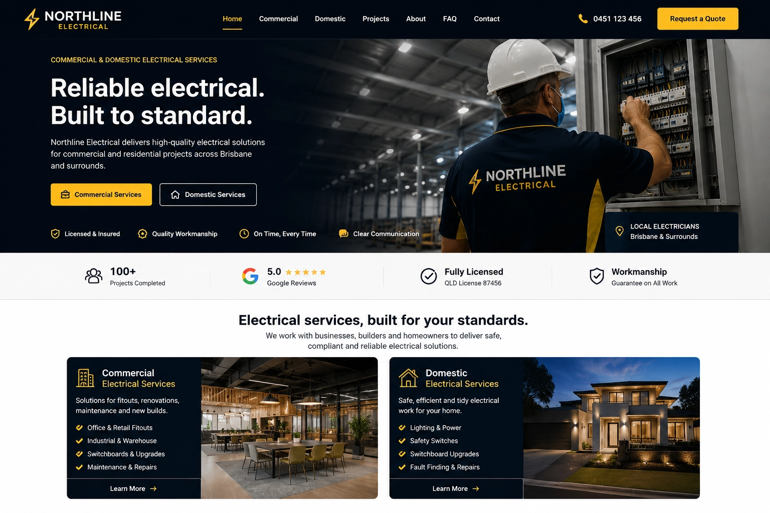 Northline Electrical website proof board